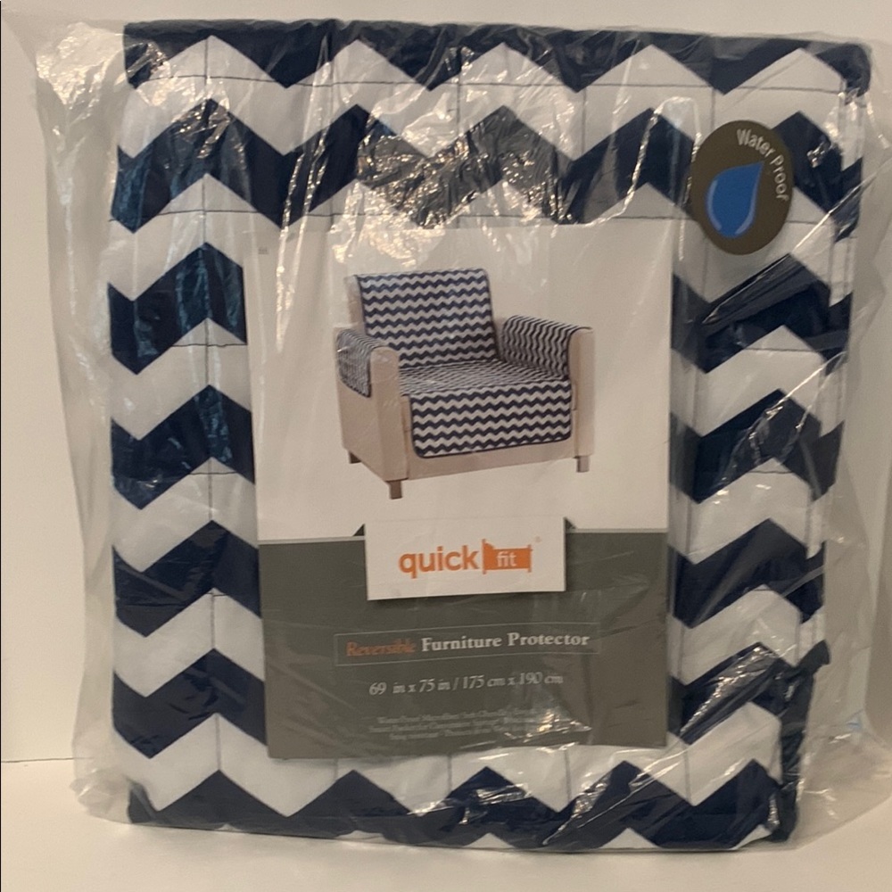Blue and White Chevron Furniture Accent Cover